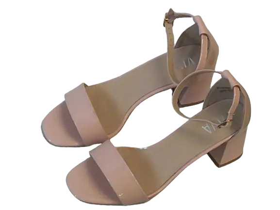 Viva Light Pink & Cream Patent Wedge Heels with Buckle