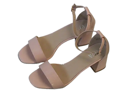 Viva Light Pink & Cream Patent Wedge Heels with Buckle