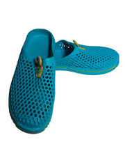 Leda Teal/Yellow Clogs w/Holes