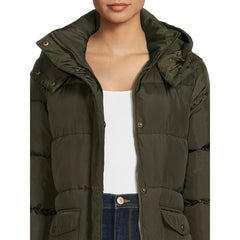 Lucky Brand Army Sherpa-Lined Hooded Puffer Coat