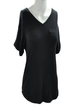 Alfani Ribbed Knit Pajama Top Classic Black