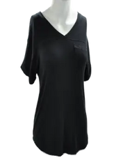 Alfani Ribbed Knit Pajama Top Classic Black