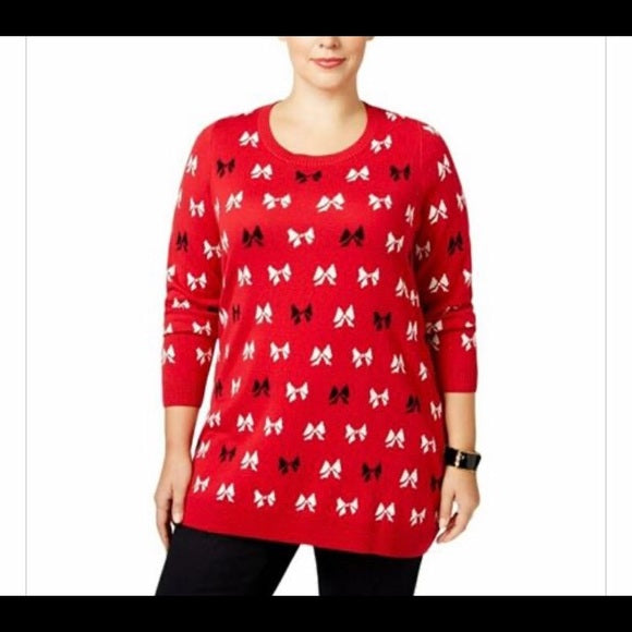 Charter Club Woman New Red Bow Tie Sweater