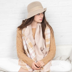 Charter Club - Reversible Houndstooth to Plaid Wrap in Camel