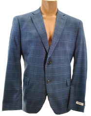 Alfani Men Navy Slim Fit Plaid Jacket 44S