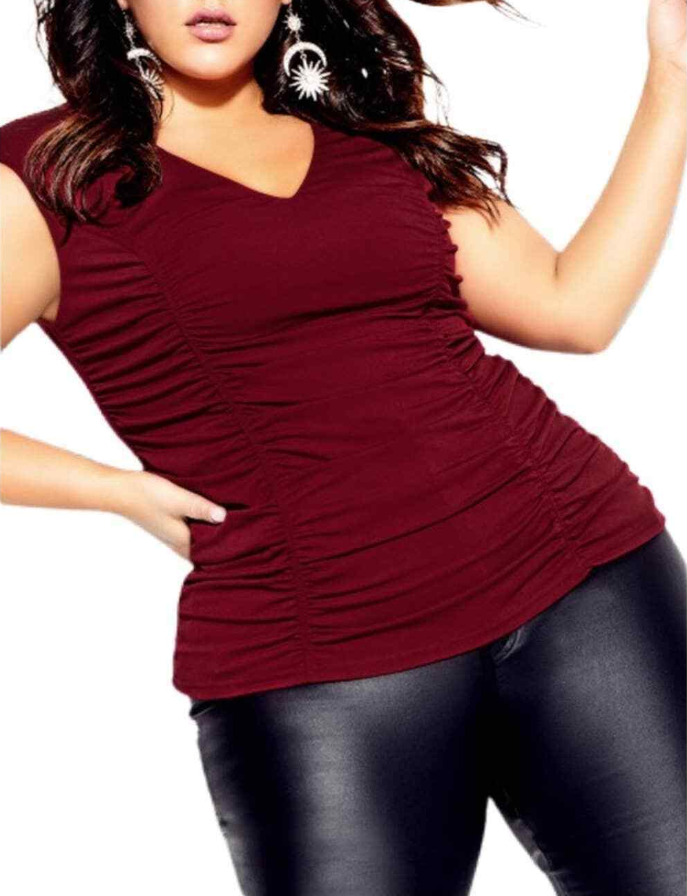 City Chic Trendy Plus Size Red Ruched Top size 22W