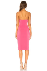 H:ours Lazaro Midi Dress in Pink Candy - Strapless Sweetheart Design