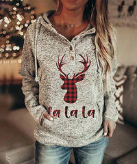 Plaid Reindeer 'Fa La La' Hoodie size L