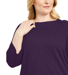 Karen Scott Plus Size Ballet Neckline Sweater in Purple Dynasty
