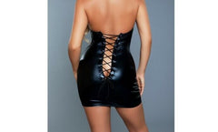 Be Wicked 1 Piece Leather Look Yara Dress Corset Back L