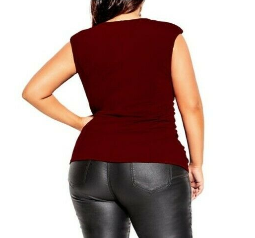 City Chic Trendy Plus Size Red Ruched Top size 22W