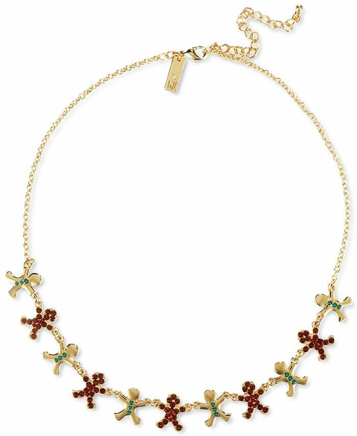 INC Gold-Tone Crystal Bead Gingerbread Statement Necklace