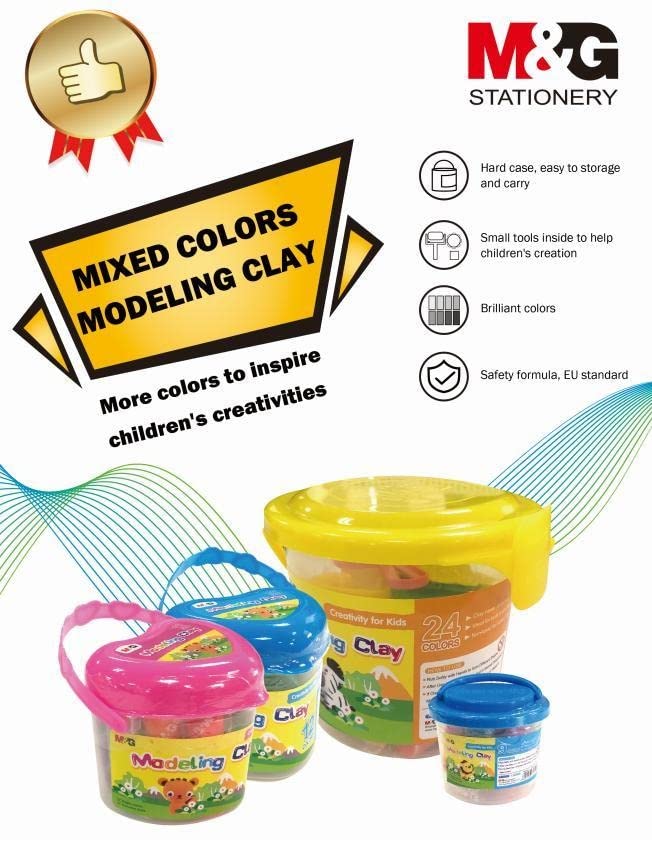 M&G Modelling Clay 24 colors PP Drum Package (1 per pack)