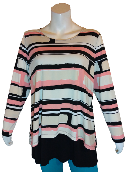 Alfani Woman Striped Stripey Long Sleeve Top 95% Polyester, 5% Spandex