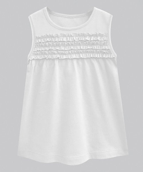 A.T.U.N. White Sleeveless Aylssa Ruffle Babydoll Top