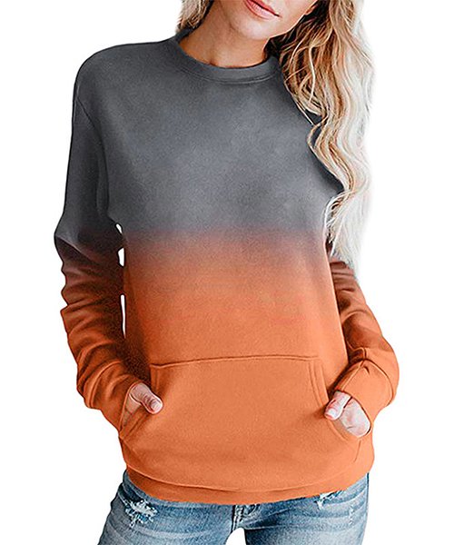 Wild Orchid Orange Ombré Kangaroo-Pocket Sweater