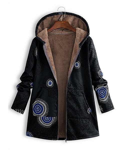 E-RÃtro Black & Blue Medallion Zip-Up Hoodie