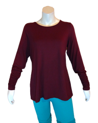 Alfani Woman Maroon Long Sleeve Top 94% Rayon, 6% Spandex