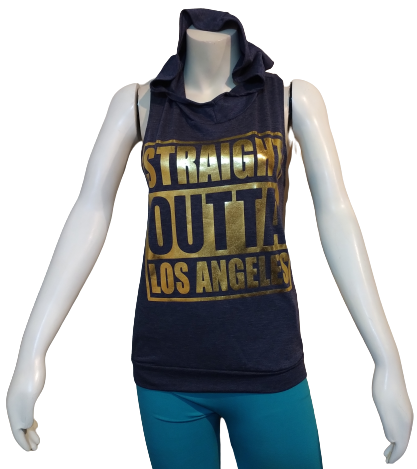 579 Black Charcoal Straight outta Los Angeles hooded tank top