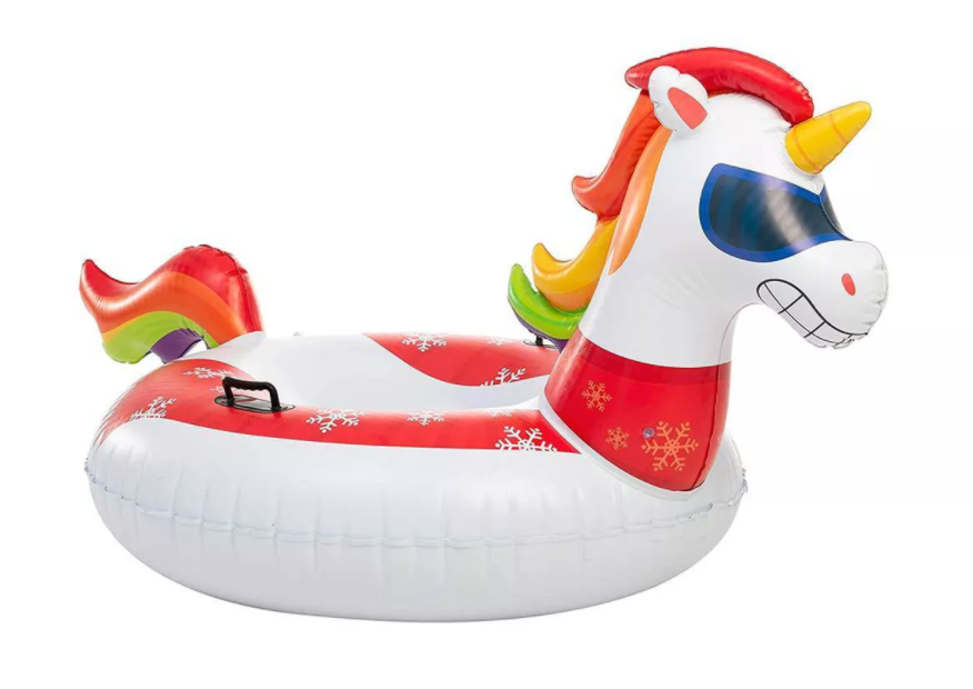 Inflatable Unicorn Snow Tube 47-Inch Heavy-Duty