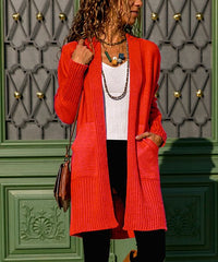 CCK Style Pomegranate Ribbed Pocket Wool-Blend Duster