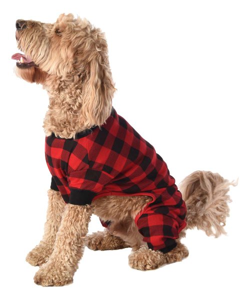 Lazy One Red and Black Buffalo Check Dog Flapjack Size S