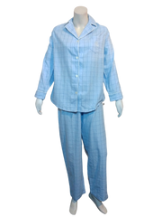 Lauren Ralph Lauren Brushed Cotton Pajamas Set Blue Plaid