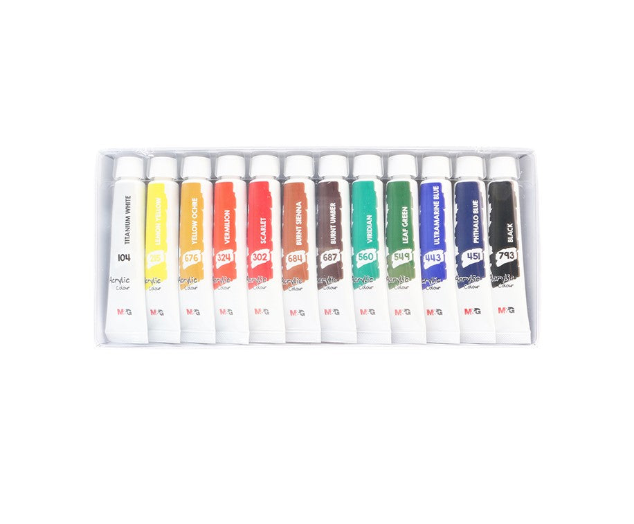 M&G Acrylic Paint Set 12ml 12 colors (1 per pack)